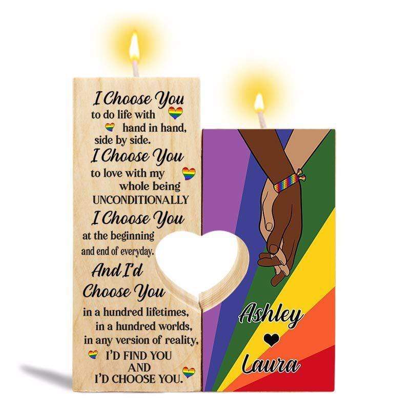 Candle Holder LGBT Couple I Choose You Personalized Candle Holder Onesize
