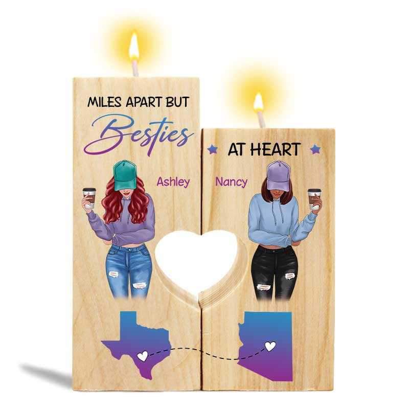 Candle Holder Long Distance Front View Besties Personalized Candle Holder Onesize