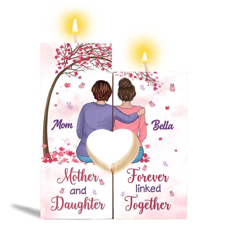 Candle Holder Mother Daughter Pink Butterflies Personalized Candle Holder Onesize