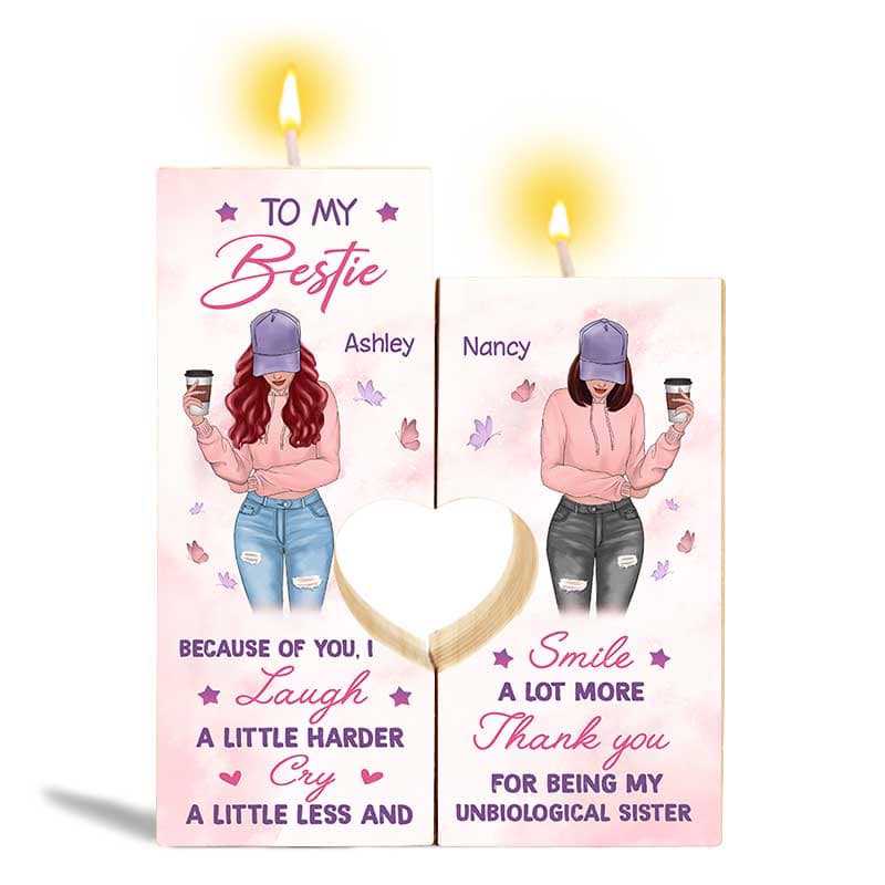 Candle Holder My Bestie Pink And Purple Personalized Candle Holder Onesize