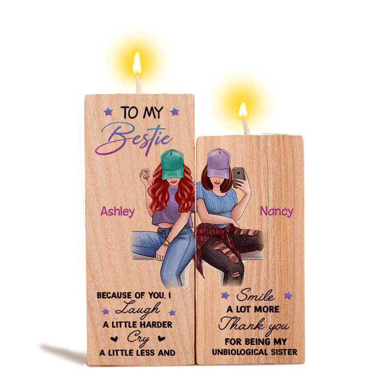 Candle Holder Selfie Besties Personalized Candle Holder Onesize