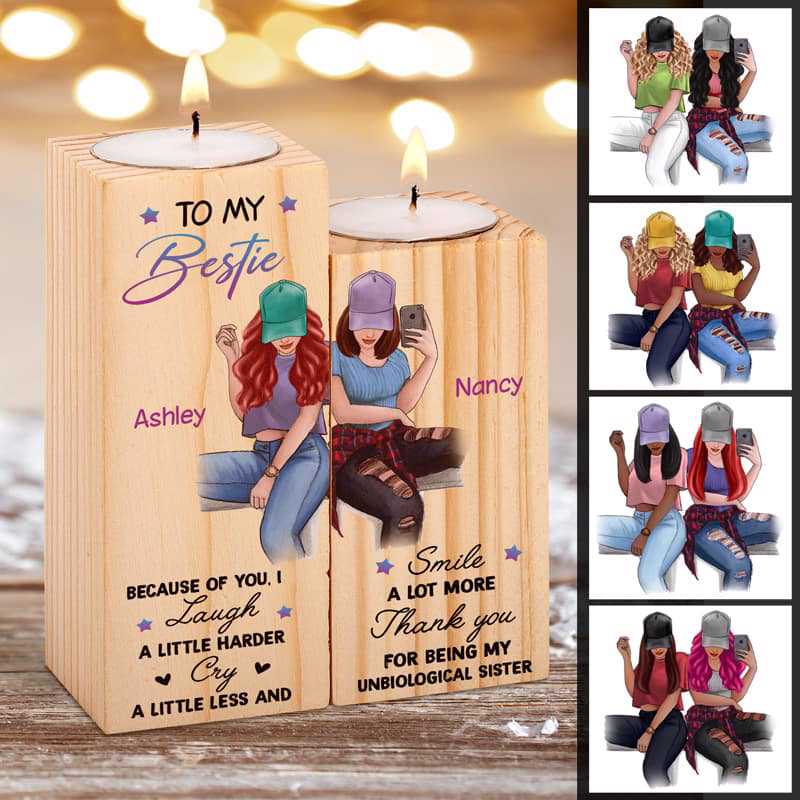 Candle Holder Selfie Besties Personalized Candle Holder Onesize