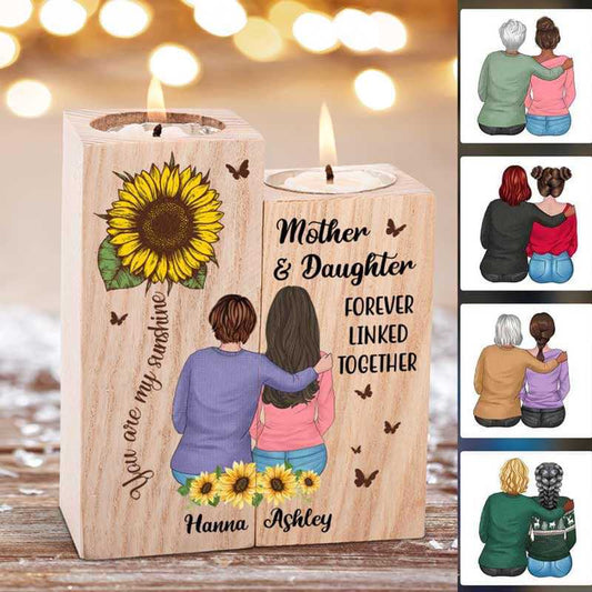 Candle Holder Sunflower Mother Daughter Personalized Candle Holder Onesize