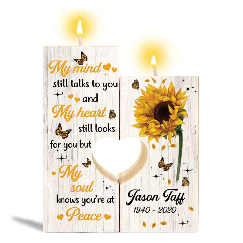 Candle Holder Sunflower My Mind Still Talks To You Memorial Personalized Candle Holder Onesize