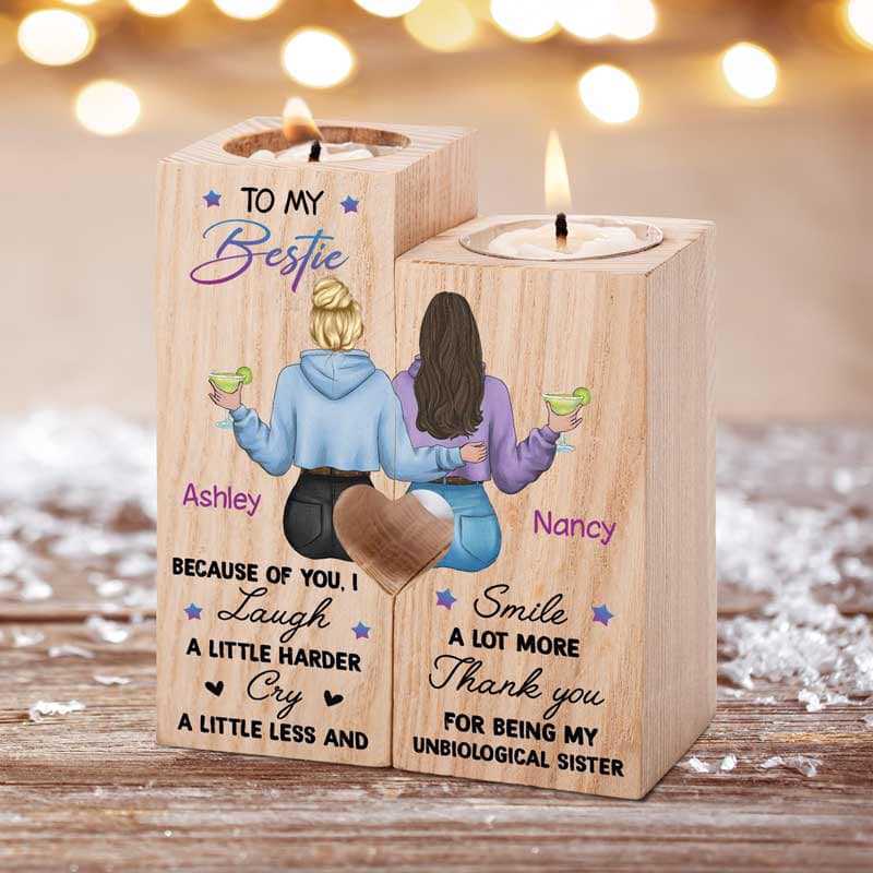 Candle Holder To My Bestie Back View Personalized Candle Holder Onesize