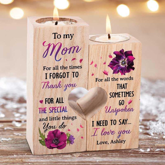 Candle Holder To My Mom Violet Flower Personalized Candle Holder Onesize
