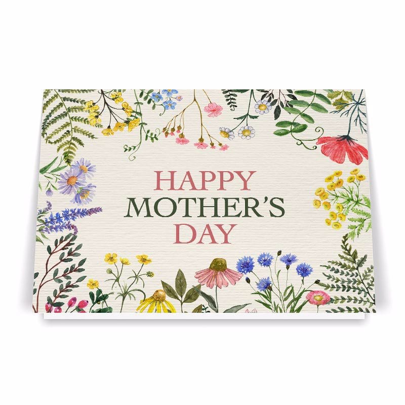 Cards Happy Mother‘s Day Watercolor Wildflower Flower Garden Folded Card