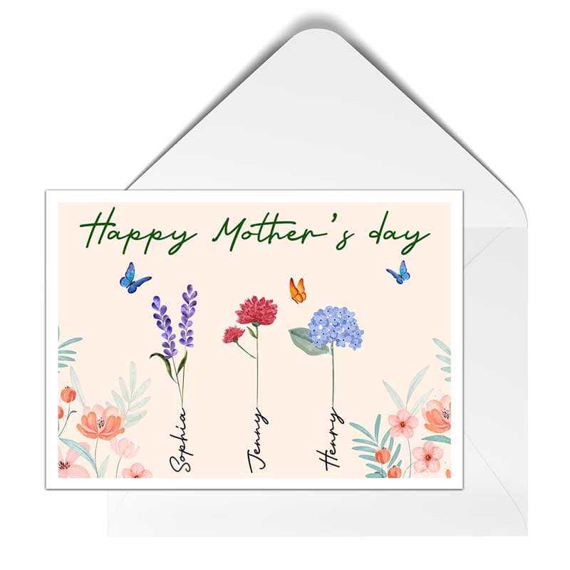 Cards Watercolor Flowers Mom Grandma Personalized Postcard