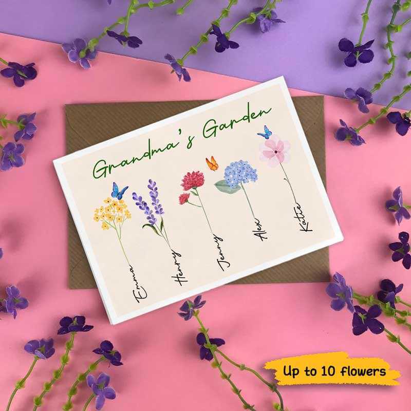 Cards Watercolor Flowers Mom Grandma Personalized Postcard 7x5 / Set of 10