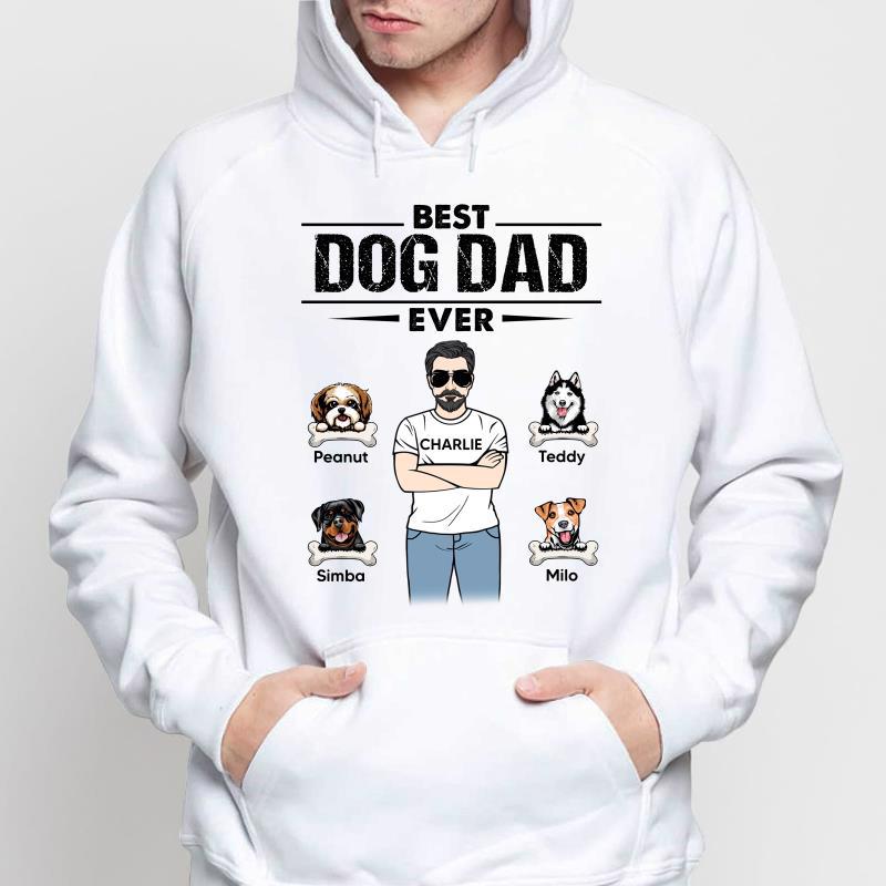 Best Dog Dad Ever Man Standing Personalized Hoodie Sweatshirt
