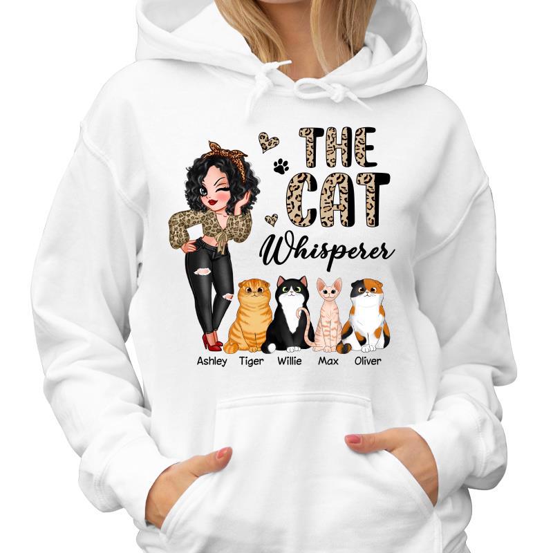 Cat Mom Whisperer Leopard Personalized Hoodie Sweatshirt