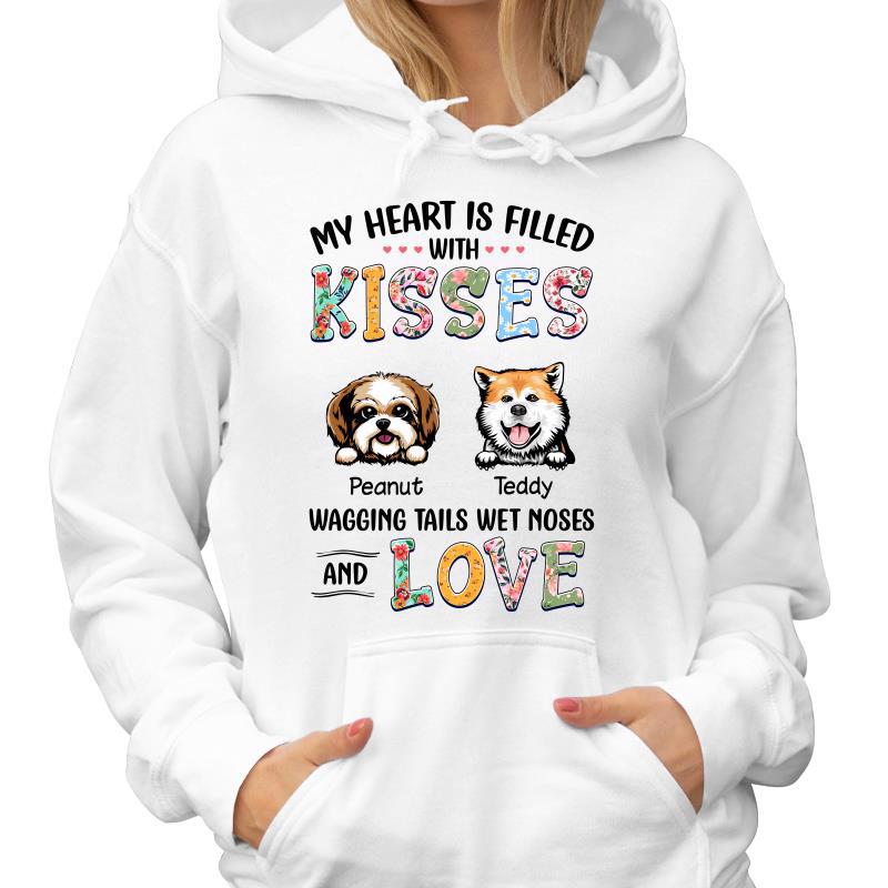 Heart Filled With Kisses Dog Mom Gift Personalized Hoodie Sweatshirt