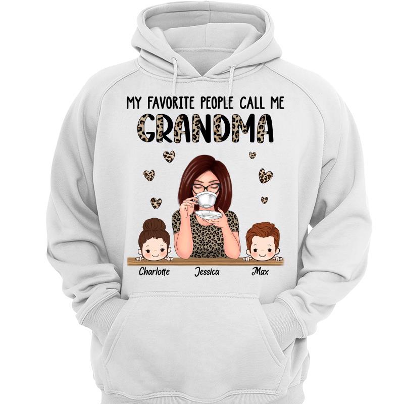 Half Leopard Pattern Favorite People Call Me Grandma Personalized Hoodie Sweatshirt