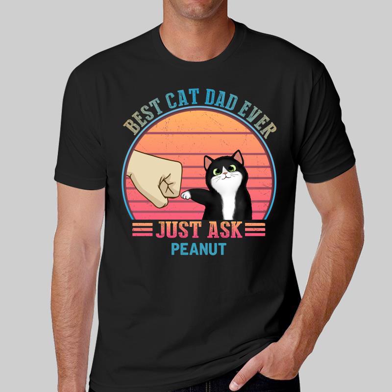Best Cat Dad Mom Round Retro Neon Personalized Shirt