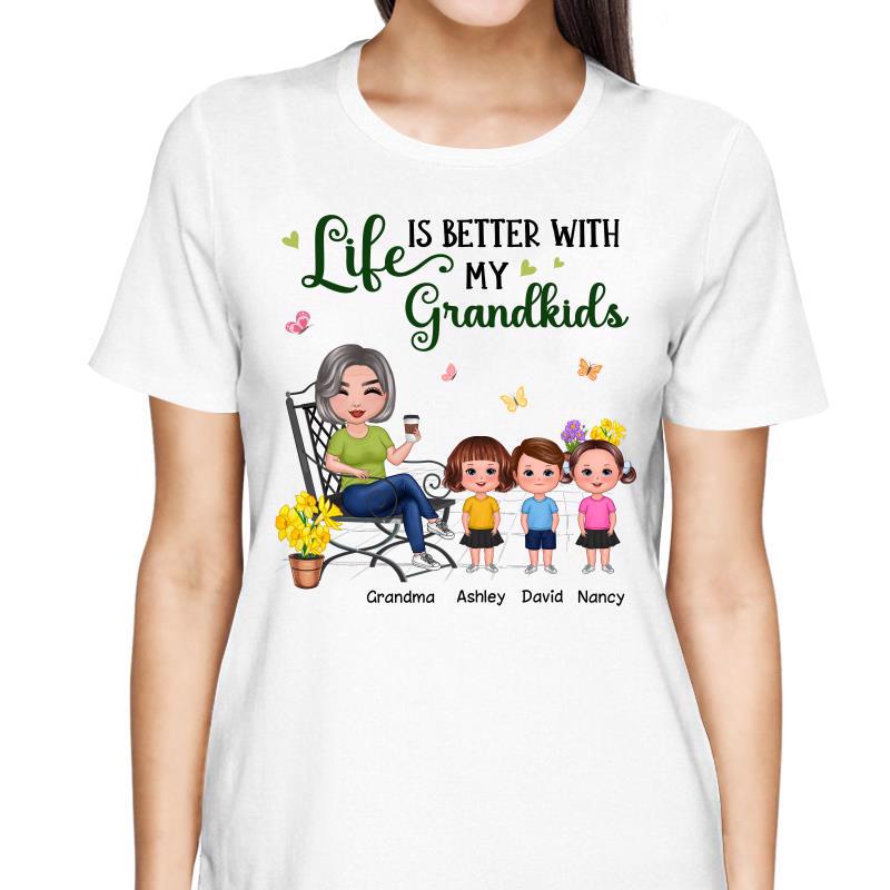 Doll Grandma Sitting With Grandkids In The Garden Personalized Shirt