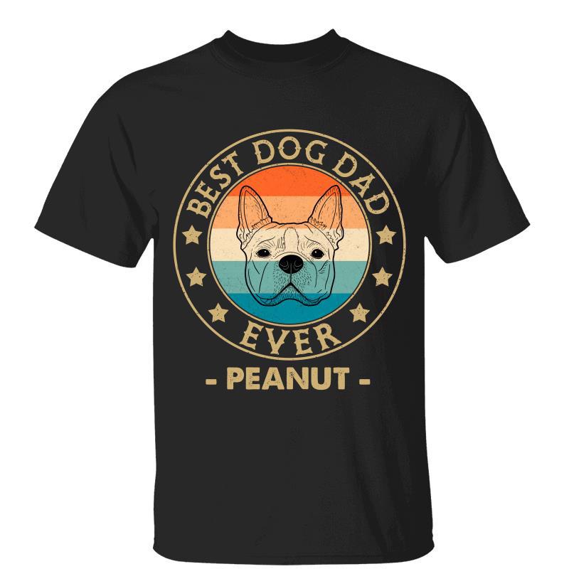 Best Dog Dad Retro Simple Outline Personalized Shirt