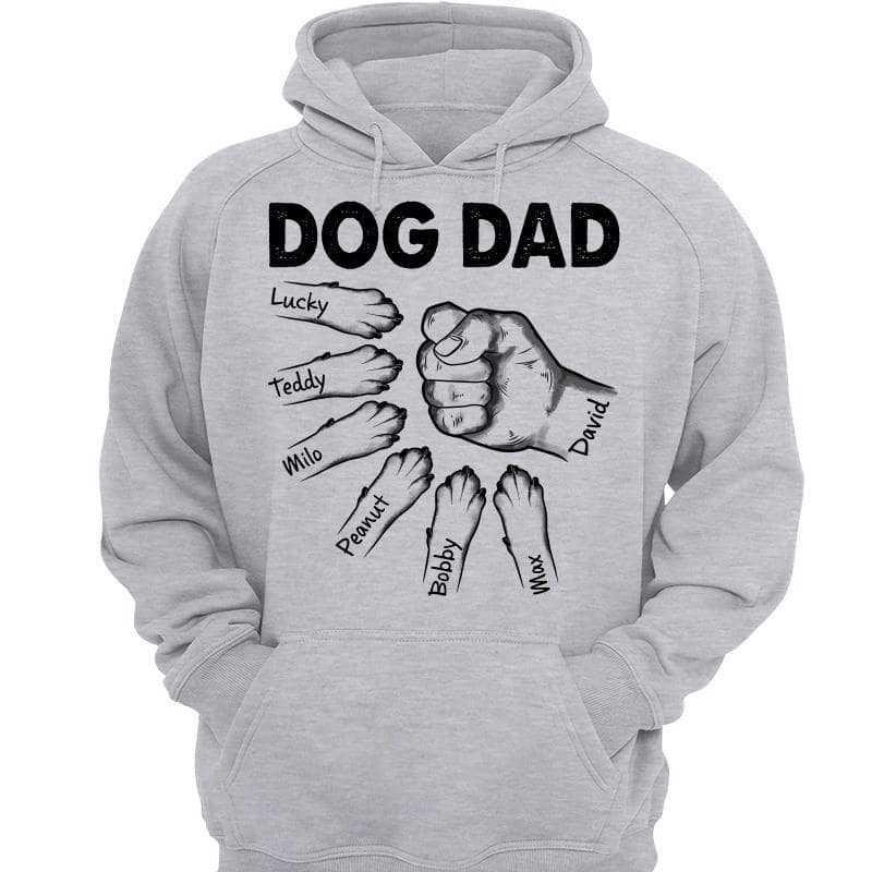 Dog Dad Simple Hand And Paws Personalized Hoodie Sweatshirt