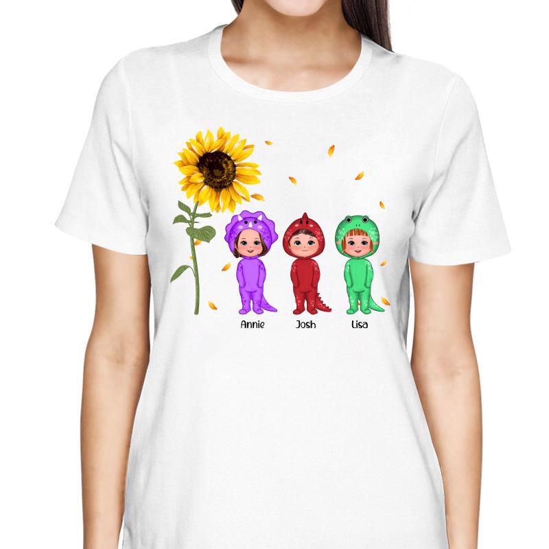 Sunflower Dinosaur Kids Personalized Shirt