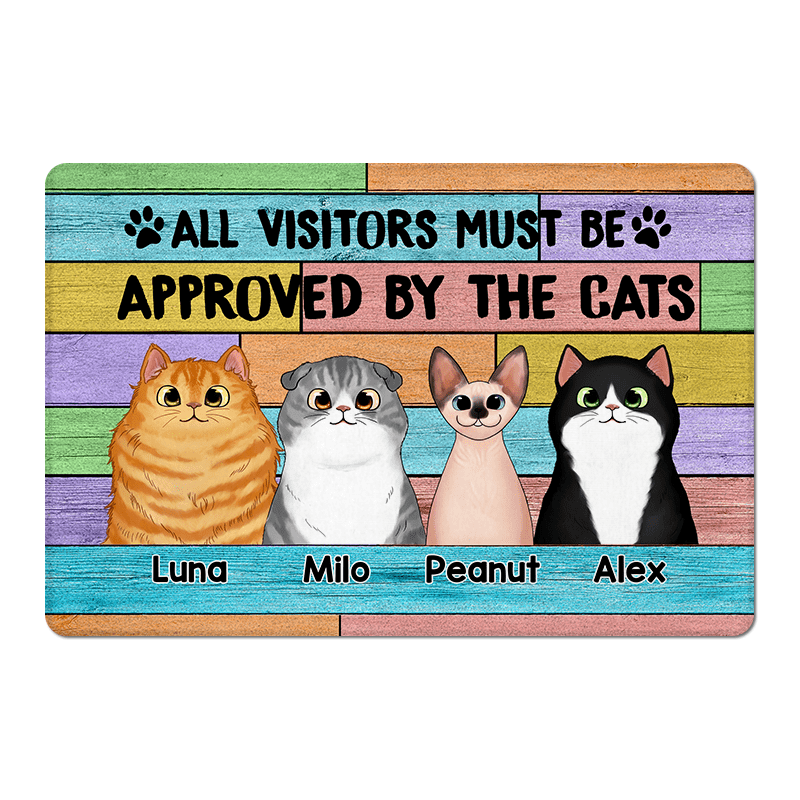 Doormat Colorful Wood Texture Cat Welcome Personalized Doormat