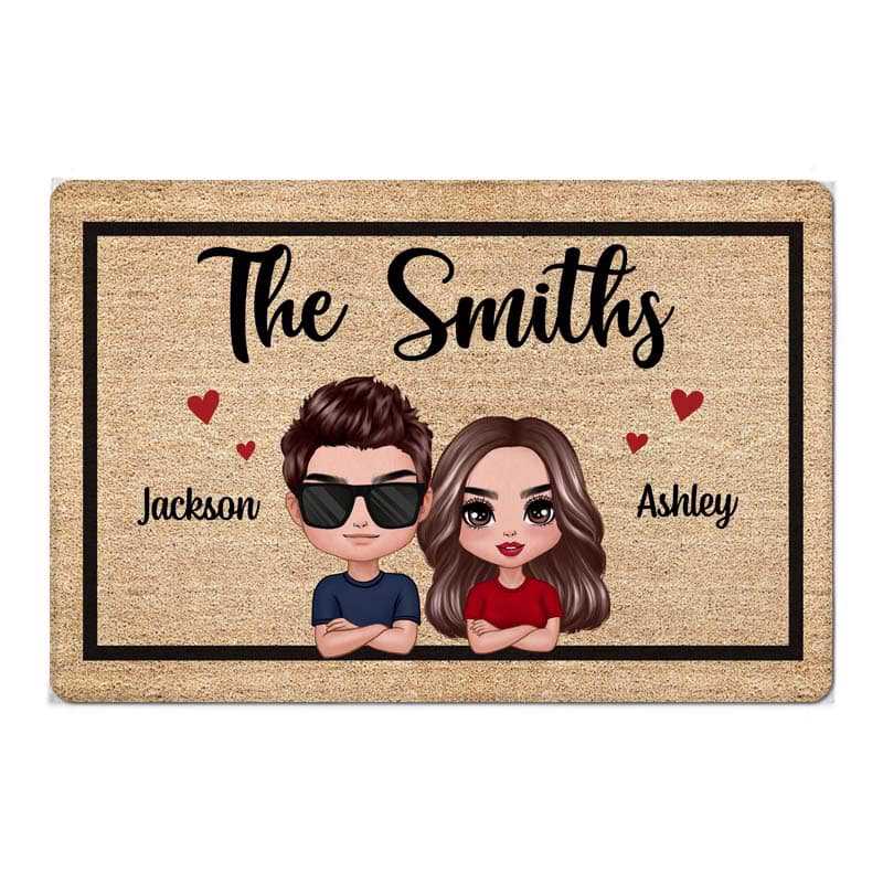 Doormat Doll Couple Welcome Frame Personalized Doormat