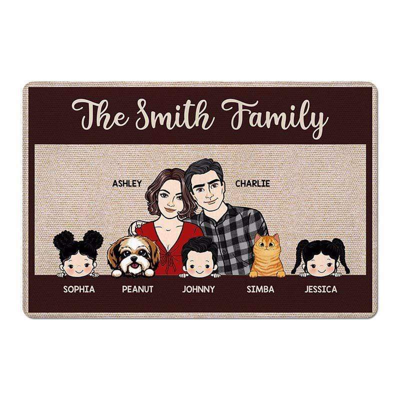 Doormat Family Couple Kids Dog Cat Personalized Doormat