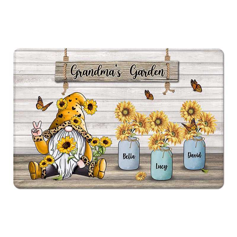Doormat Gnome Grandma's Garden Personalized Doormat
