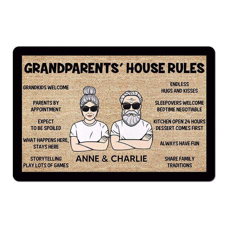 Doormat Grandma Grandpa House Rule Personalized Doormat