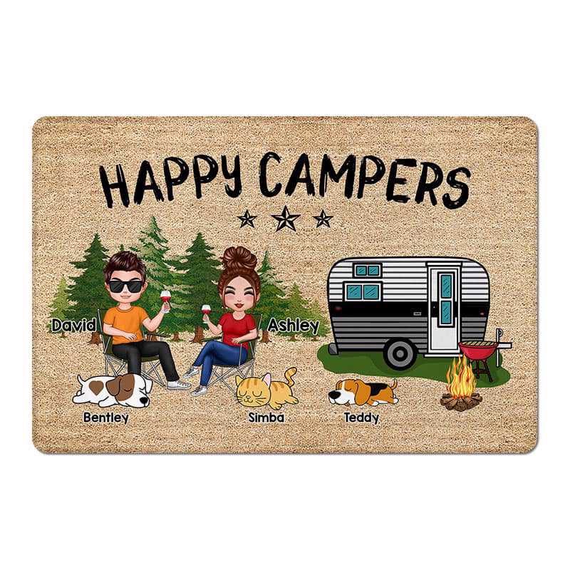 Doormat Happy Campers And Dogs Cats Personalized Doormat