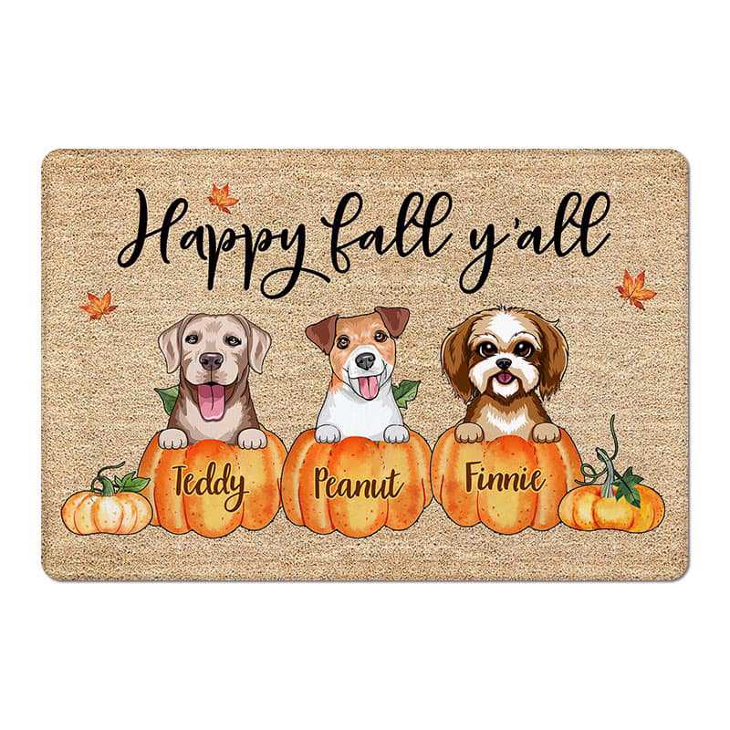 Doormat Happy Fall Season Dog Personalized Doormat