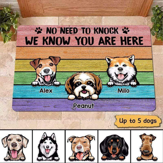 Doormat Rainbow Wood Texture Dogs Personalized Doormat 18x30