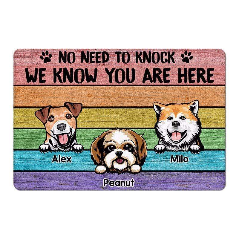 Doormat Rainbow Wood Texture Dogs Personalized Doormat