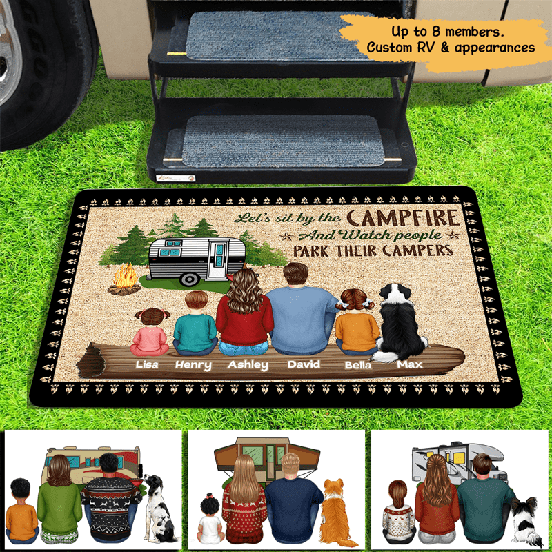 Doormat Sit By The Campfire Camping Family Personalized Doormat 16x24