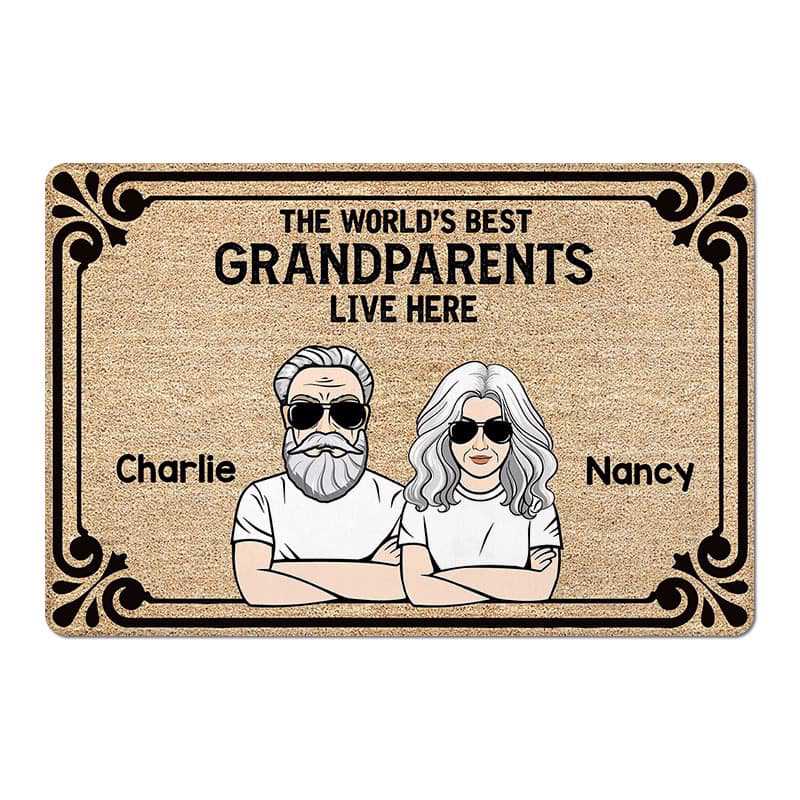 Doormat The World's Best Grandparents Live Here Personalized Doormat
