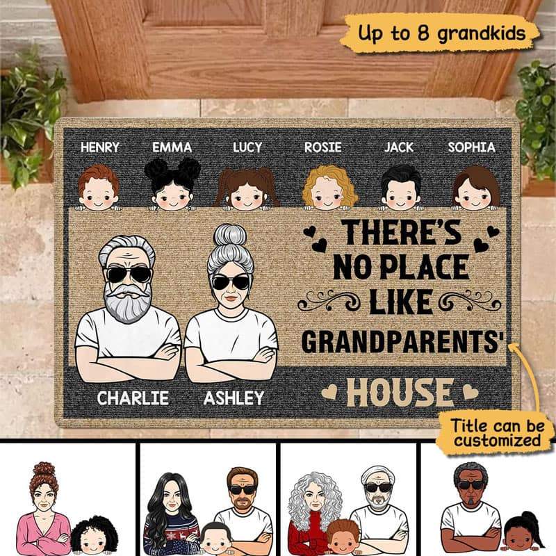 Doormat There Is No Place Like Grandparents House With Kids Personalized Doormat 16x24