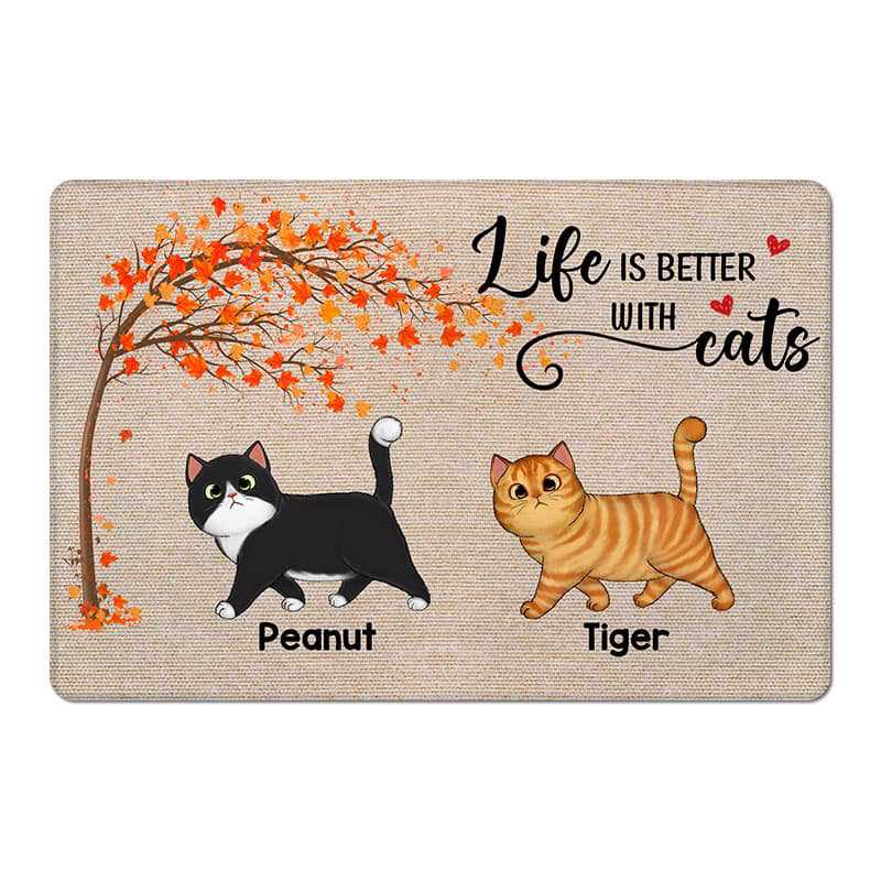 Doormat Walking Cats Under Tree Personalized Doormat
