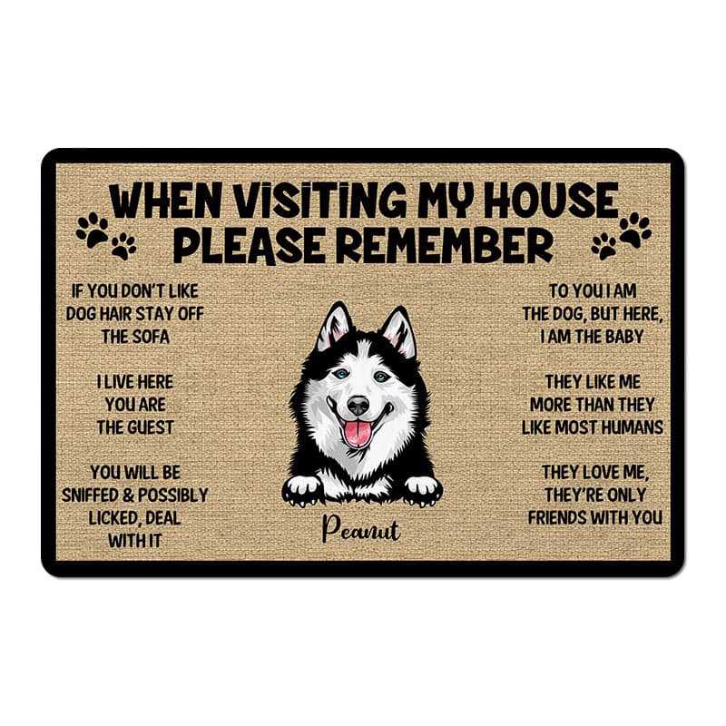 Doormat When Visiting Dogs House Peeking Dog Personalized Doormat
