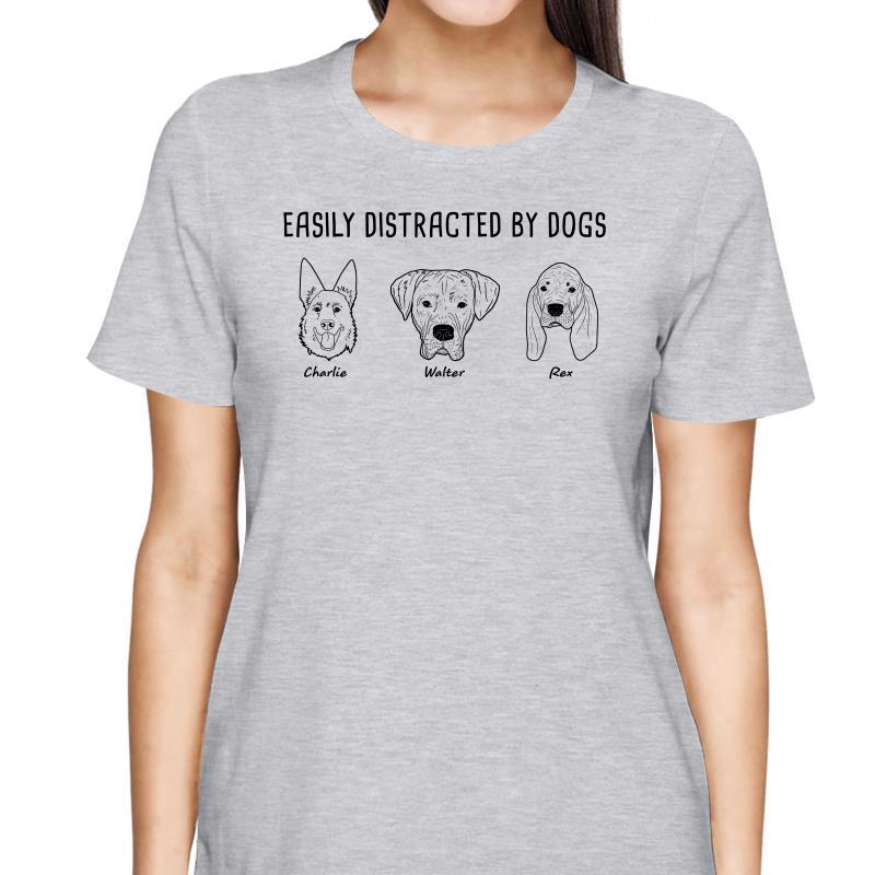 Custom Text Simple Outline Dog Head Gift For Dog Lover Personalized Shirt