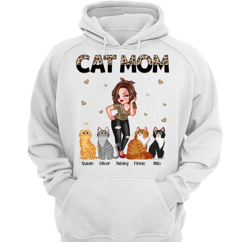 Leopard And Black Sassy Cat Mom Personalized Hoodie Sweatshirt