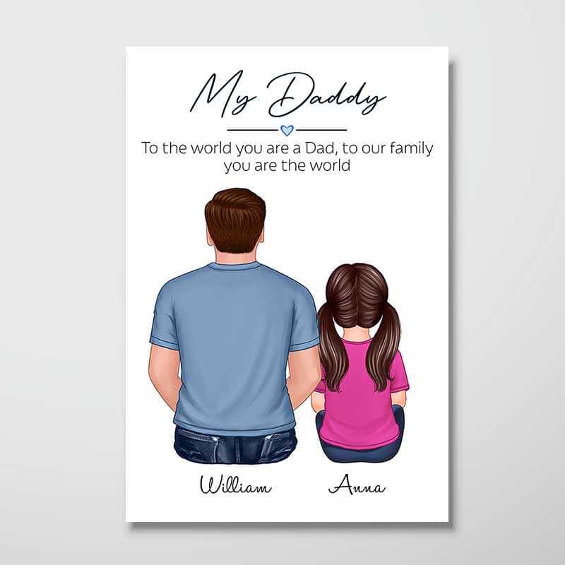 Gift For Daddy Family Back View Personalized Poster
