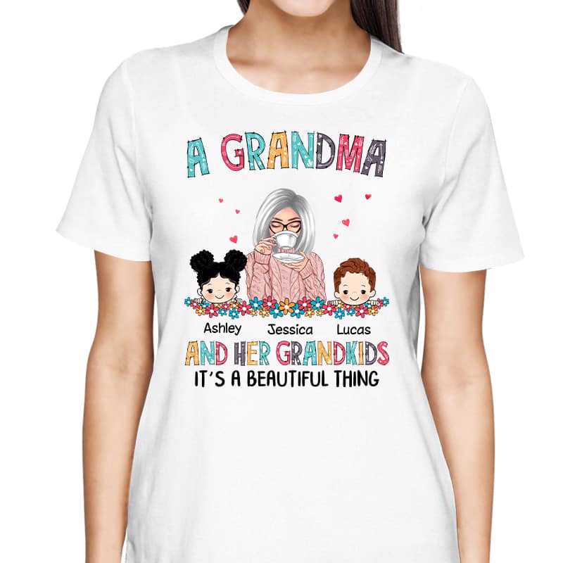 Grandma Grandkid Colorful Pattern Beautiful Thing Personalized Shirt