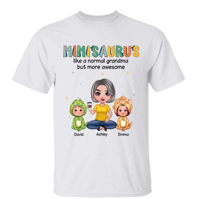 Grandmasaurus & Doll Kid Cute Dinosaur Costume Personalized Shirt