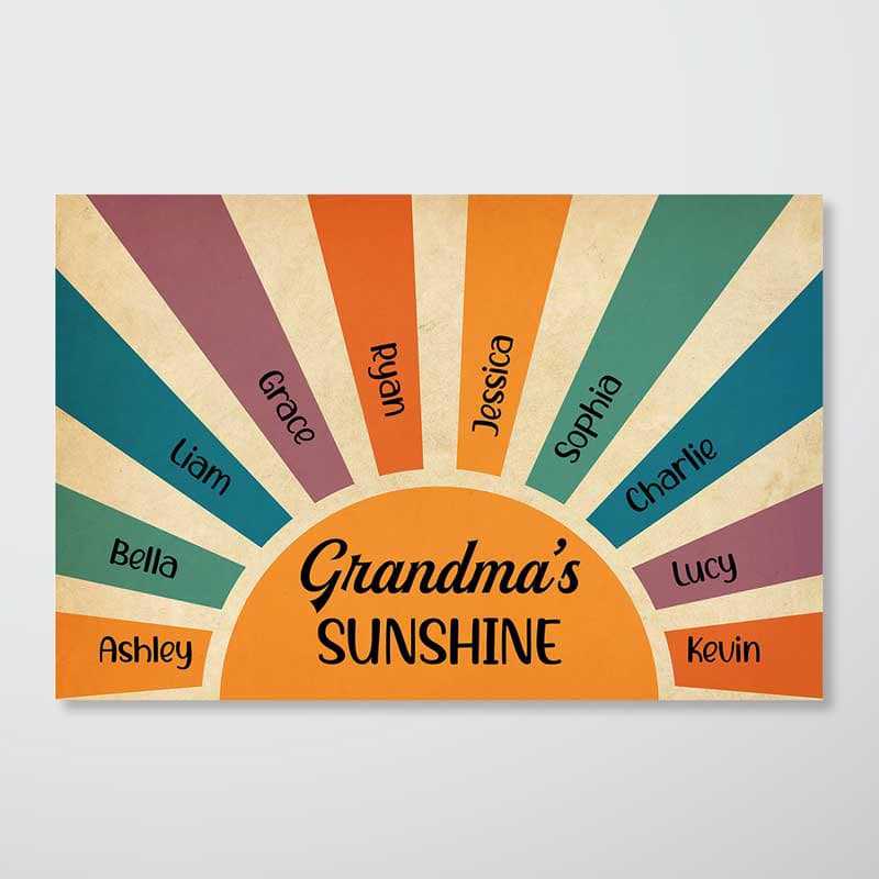 Grandma‘s Sunshine Retro Mother’s Day Gift Personalized Horizontal Poster