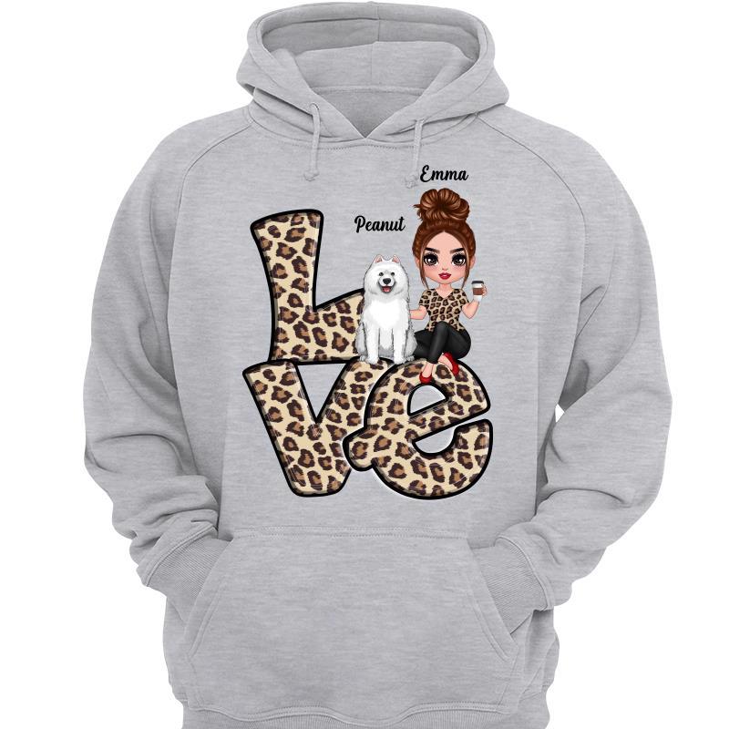 LOVE Leopard Dog Mom Personalized Hoodie Sweatshirt