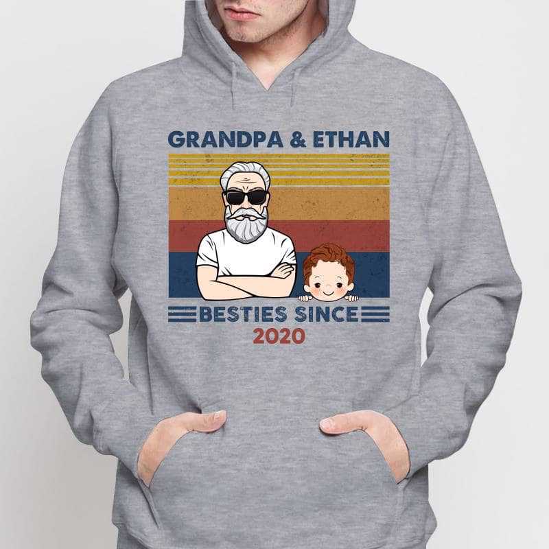 Grandpa And Granddaughter Grandson Besties Since Personalized Hoodie Sweatshirt