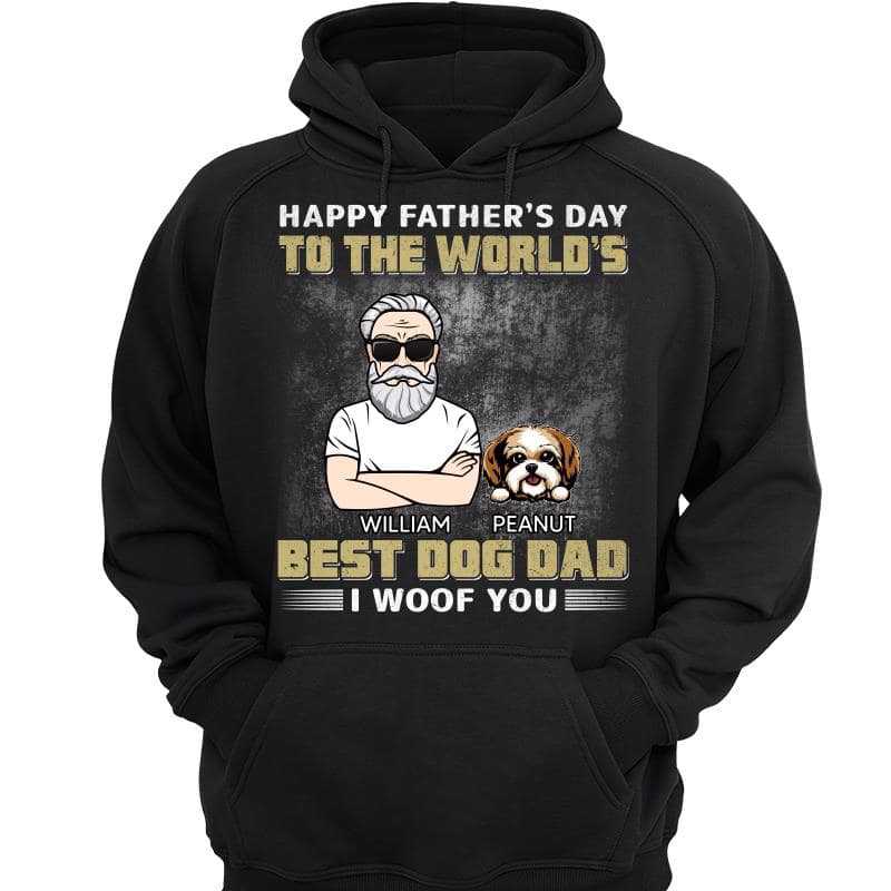 Happy Father‘s Day World Best Dog Dad Gift Personalized Hoodie Sweatshirt