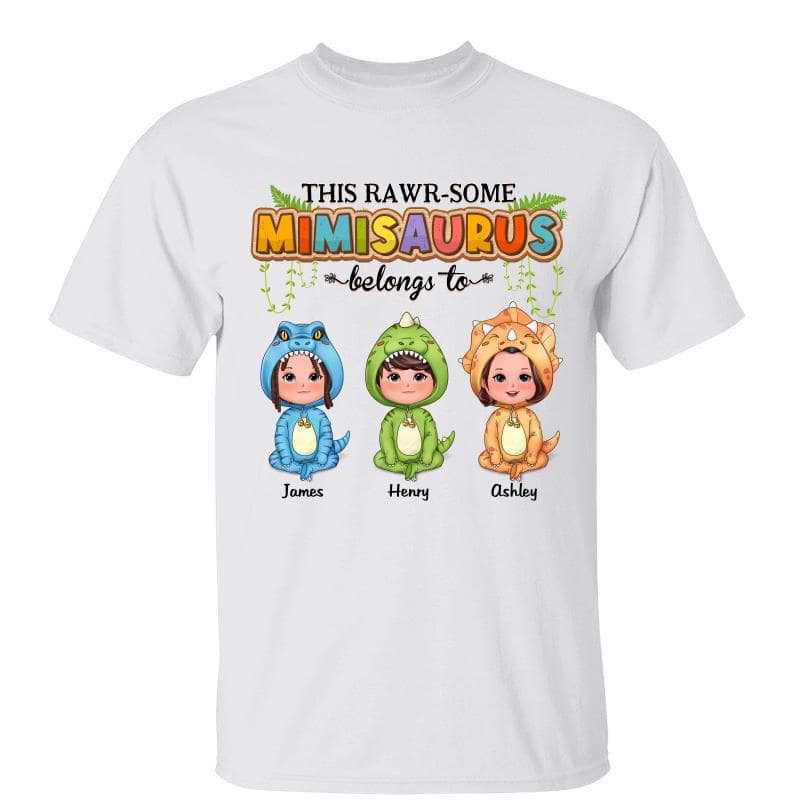 Rawrsome Mom Grandma Belongs To Doll Kid Dinosaur Costume Personalized Shirt