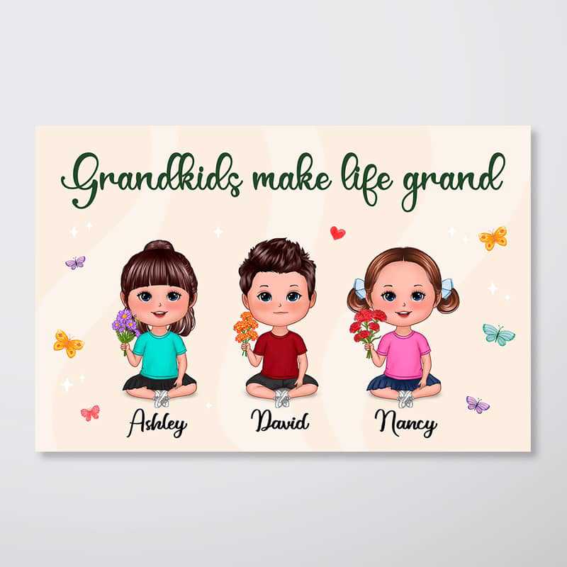 Doll Kids Birth Month Flowers Personalized Horizontal Poster