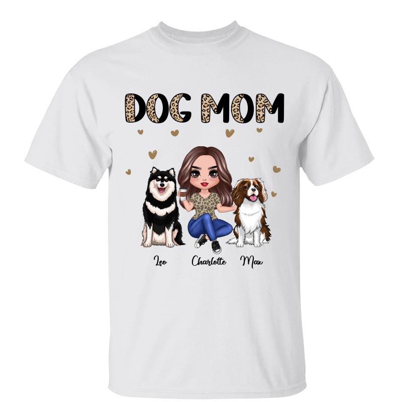 Half Leopard Doll Dog Mom Sitting Personalized Shirt