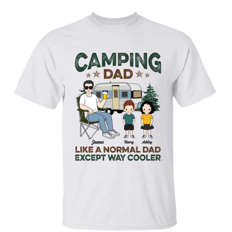 Camping Dad Cooler Man Sitting With Kids Personalized Shirt