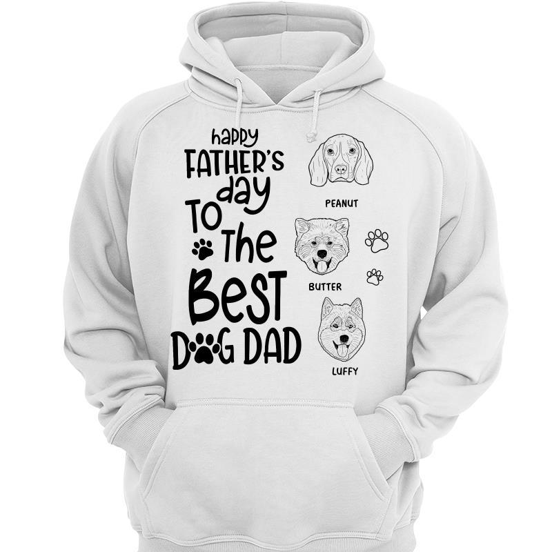 Happy Father‘s Day To Best Dog Dad Simple Outline Personalized Hoodie Sweatshirt